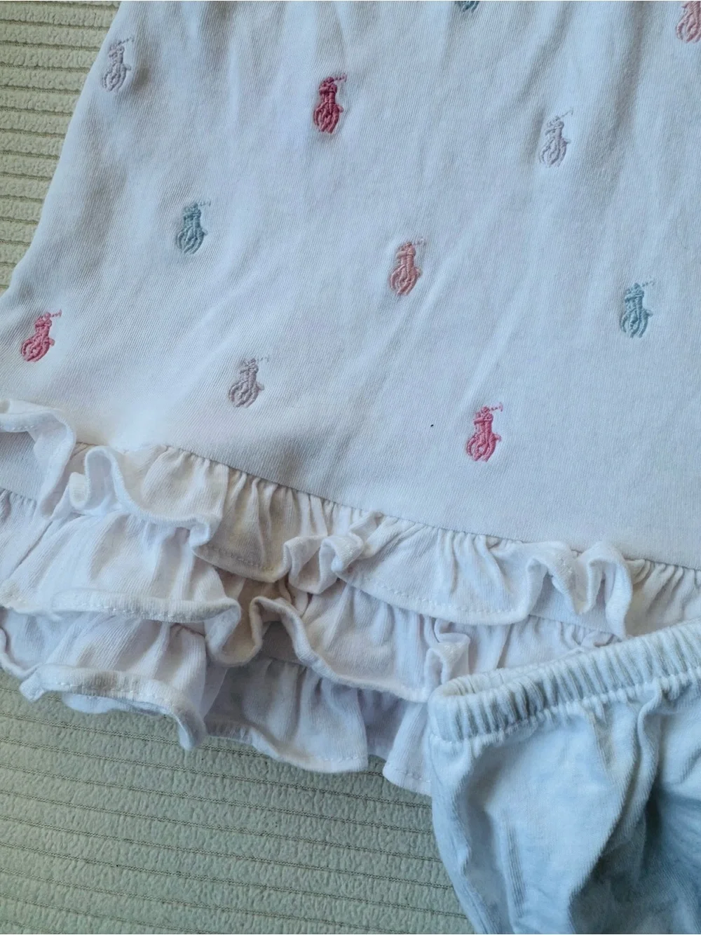 Ralph Lauren White Polo Baby Dress with Pastel Pony Embroidery 24 months GUC